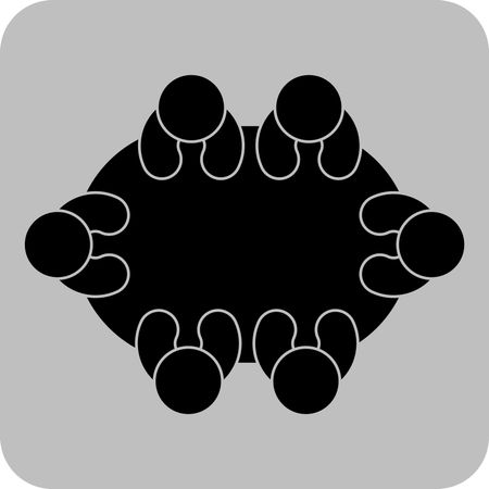 Vector Illustration of Group Person Table Icon in black