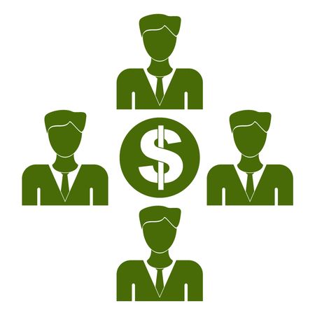 Vector Illustration with Green Persons with Dollar Icon
