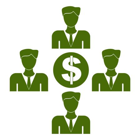 Vector Illustration with Green Persons with Dollar Icon