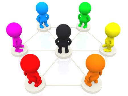 People of 3d people networking - isolated over a white background