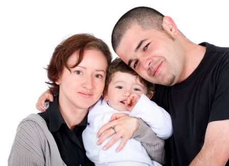 family portrait isolated over a white background