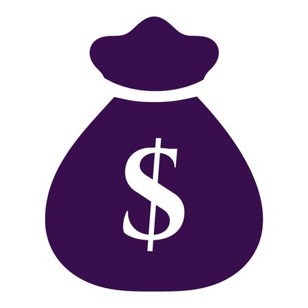 Vector Illustration with Violet Dollar Bag Icon
