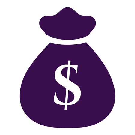 Vector Illustration with Violet Dollar Bag Icon