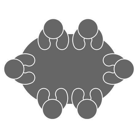 Vector Illustration with Dark Grey Group Person Table Icon

