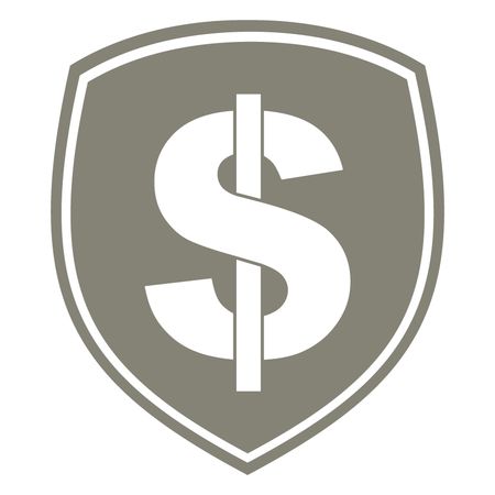 Vector Illustration with Grey Dollar Shield Icon
