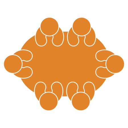 Vector Illustration with Orange Group Person Table Icon
