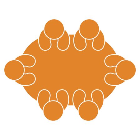 Vector Illustration with Orange Group Person Table Icon