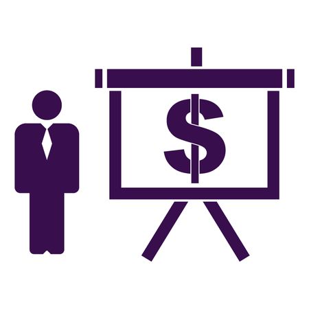Vector Illustration with Violet Person vs Dollar Icon

