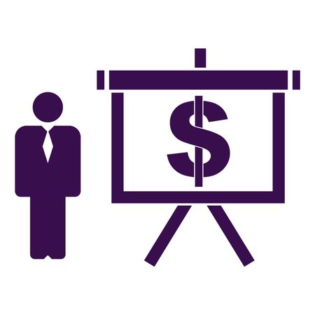 Vector Illustration with Violet Person vs Dollar Icon