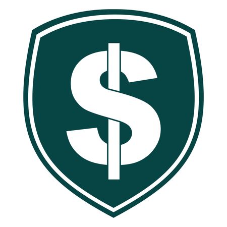 Vector Illustration of  Shield with Dollar symbol Icon in Green
