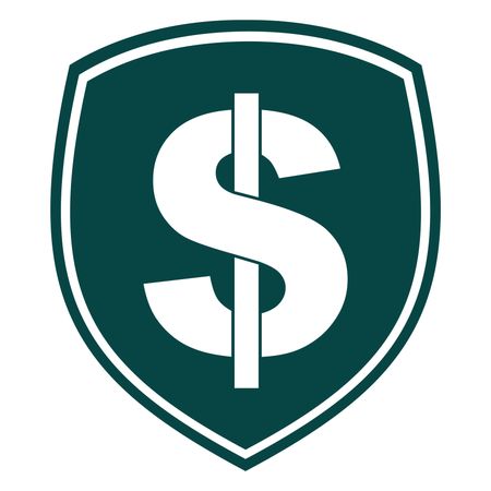 Vector Illustration of  Shield with Dollar symbol Icon in Green