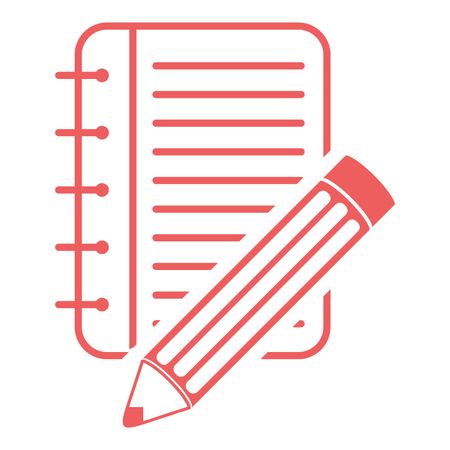 Vector Illustration of Pink Spiral Notepad & Pencil Icon