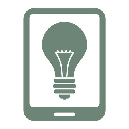 Vector Illustration of Gray Smart Phone with Bulb Icon
