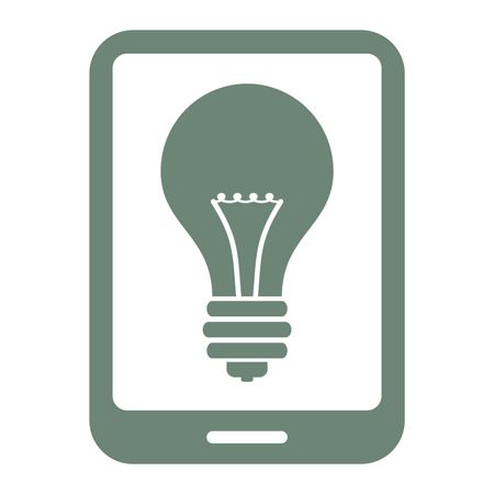 Vector Illustration of Gray Smart Phone with Bulb Icon