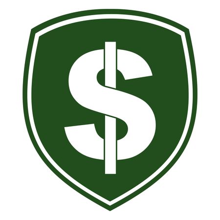 Vector Illustration of Green Shield with Dollar symbol Icon
