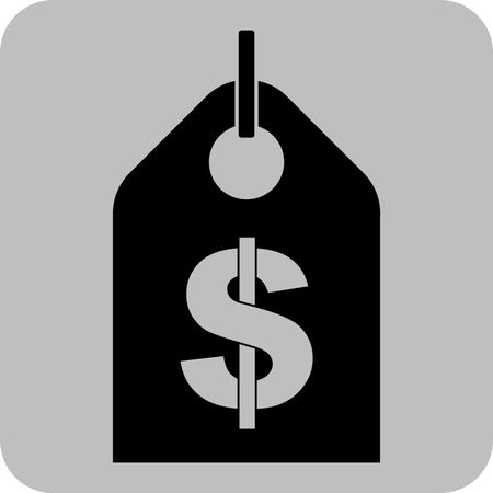 Vector Illustration of Black Money Tag with white Dollar symbol Icon
