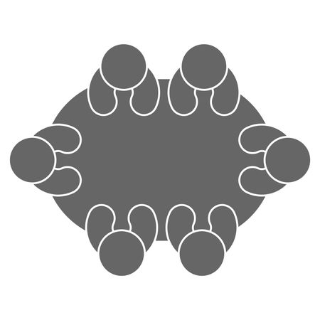 Vector Illustration of Group of Persons in Table Icon in Gray