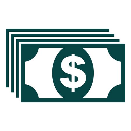 Vector Illustration of Green Money Bundle with Dollar symbol Icon
