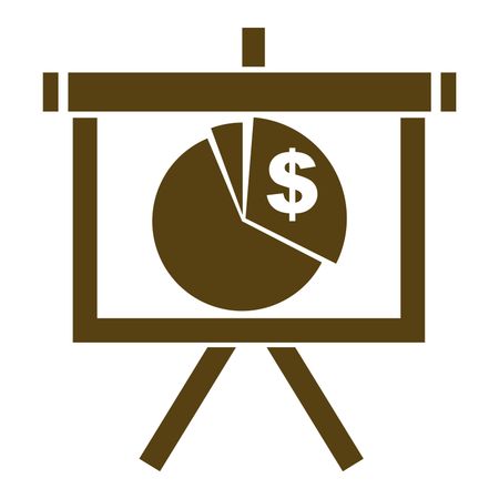 Vector Illustration of Pie chart Presentation with Dollar symbol Icon in Brown
