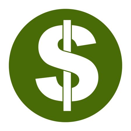 Vector Illustration of White Dollar symbol in Green round Icon
