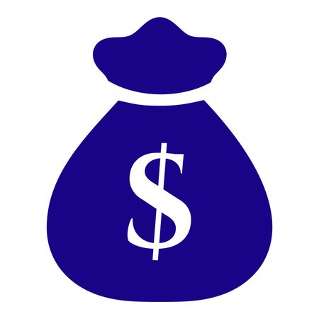Vector Illustration of Blue Money Bag with Dollar symbol Icon
