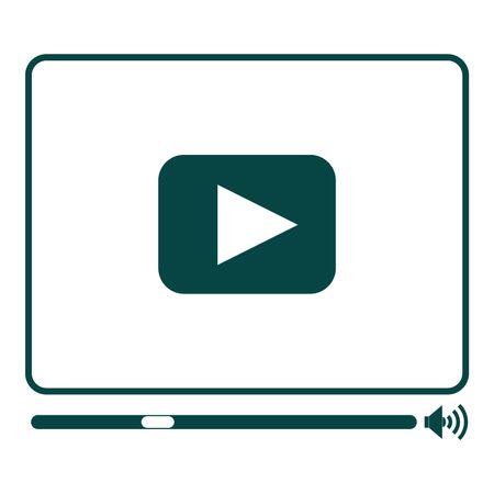Vector Illustration with Dark Green Video Player Icon
