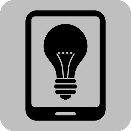Vector Illustration with Tablet with Bulb Icon
