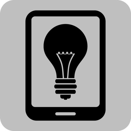 Vector Illustration with Tablet with Bulb Icon