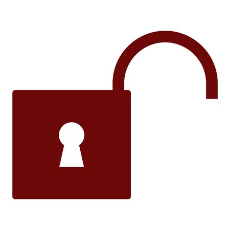 Vector Illustration of Maroon Unlock Icon