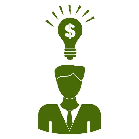 Vector Illustration of Green Businessman with Idea Icon
