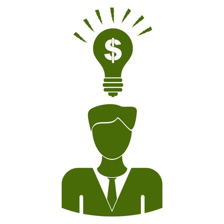 Vector Illustration of Green Businessman with Idea Icon