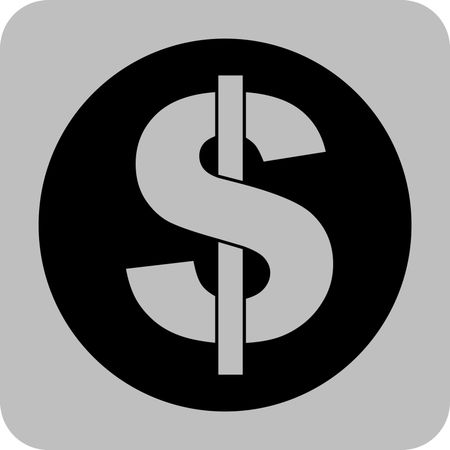 Vector Illustration of White Dollar symbol with Black round Icon
