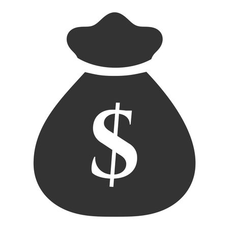 Vector Illustration of Gray Money Bag with Dollar symbol Icon
