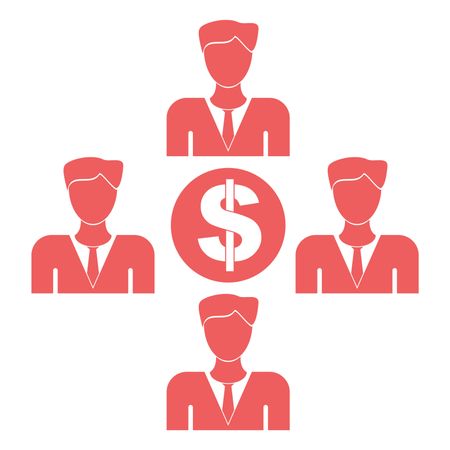 Vector Illustration of Pink Persons with Dollar Icon
