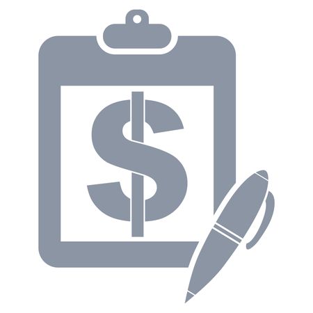 Vector Illustration of Gray Pad and Pen with Dollar symbol Icon

