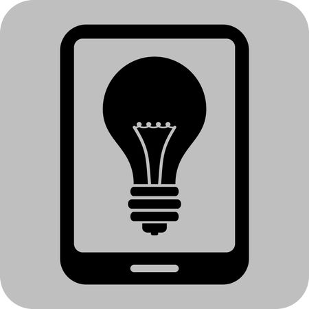 Vector Illustration of Smart Phone symbol with Bulb Icon in Black
