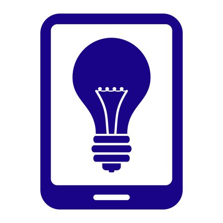 Vector Illustration of Dark Blue Smart Phone with Bulb Icon
