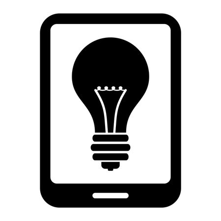 Vector Illustration of Smart Phone with Bulb Icon in Black