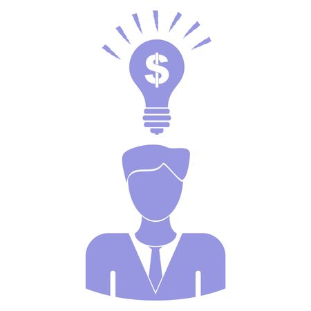 Vector Illustration of Blue Business Man with Idea Icon

