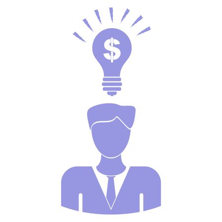 Vector Illustration of Blue Business Man with Idea Icon