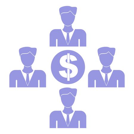 Vector Illustration of Blue Persons with Dollar symbol Icon
