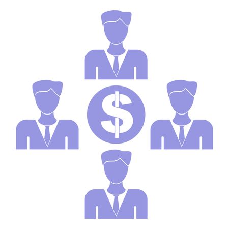 Vector Illustration of Blue Persons with Dollar symbol Icon