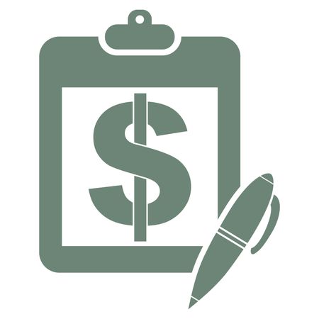 Vector Illustration of Grey Note Pad and Pen With Dollar symbol Icon
