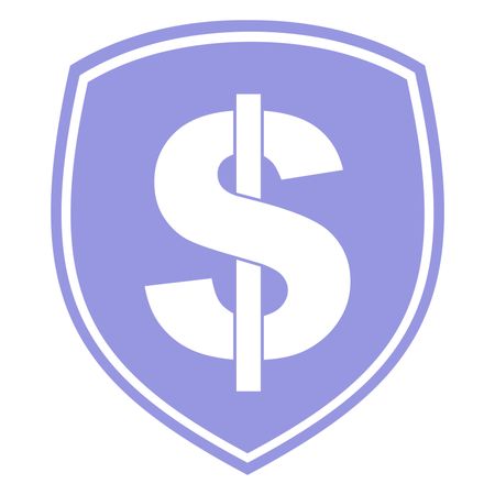 Vector Illustration of Blue Shield with Dollar symbol Icon
