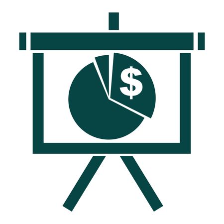 Vector Illustration of Green Pie Chart Presentation with Dollar symbol Icon
