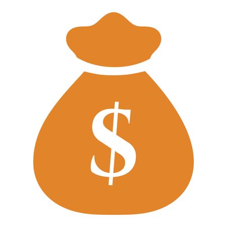 Vector Illustration of Orange Money Bag with Dollar symbol Icon
