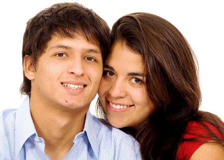 couple of lovers on the floor - over a white background