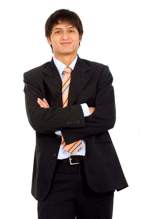 confident business man portrait - isolated over a white background