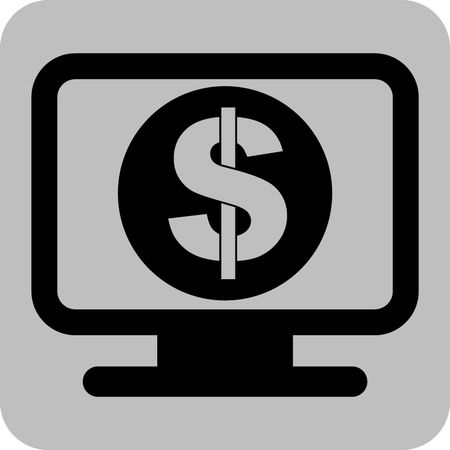 Vector Illustration with Monitor with Dollar Icon in Black
