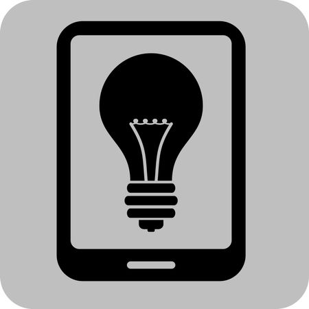 Vector Illustration of Tablet with Bulb Icon